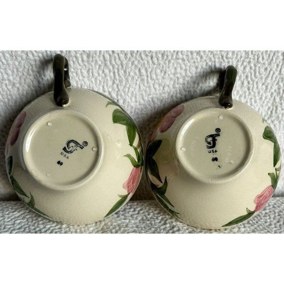 Vintage Franciscan Desert Rose Flying F Saucer & 2 Coffee Cups Made In USA EUC - Picture 10 of 13